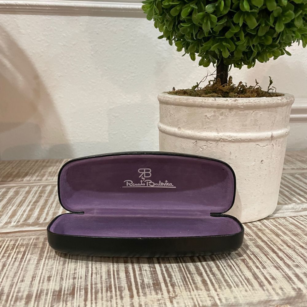 Renato Balestra Eyeglasses Case Black Hard Shell Purple Felt Lined
